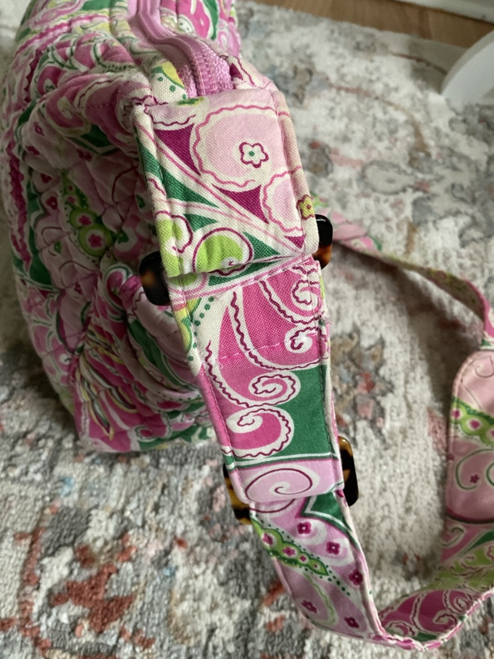Vera Bradley Pink and Green Quilted Paisley Shoulder Bag - Picture 4 of 12